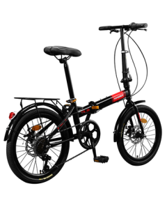 FOREVER Kids & Teens Folding Mountain Bike with Shimano Gears, Portable, Black, 20 Inch 7-Speed