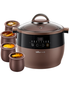 Bear Electric Stew Pot, Electric Stew Cup, Water-Bath Stew Pot, Soup Pot, Electric Clay Pot, Purple Clay Pot, Baby Porridge Cooker, Large Capacity with Preset Timer B45Z1 6.5L