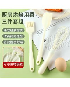 Bajie Baking Tool Set - High-Temperature Resistant Silicone Spatula, Pastry Brush, and Whisk Trio for Cake Making and Baby Food