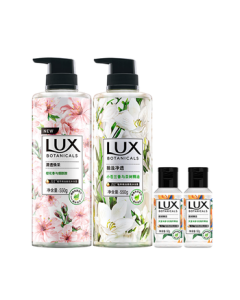 LUX Botanical Essence Fragrance Shower Gel Set (550g Lily + 550g Sakura) with Free 50gx2 or 100gx2