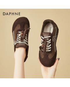 DAPHNE Women's Flat Hidden Wedge Trainer Shoes Soft-Soled Casual Sneakers Versatile Lightweight Travel Shoes Brown Size 39