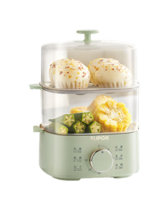 SUPOR Egg Cooker, Steamer, Mini Steaming Pot, Egg Boiling Tool with Knob Timer and Auto Shut-off, Double-Layer Home Mini Multi-Functional Egg Custard Pot Z15FK953