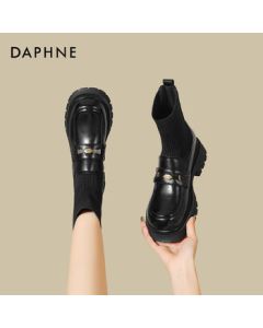 Daphne Platform Sock Boots New Stretch Boots British Retro Casual Ankle Boots 4025605034 Black 38