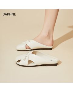 DAPHNE 2025 Summer New Fashionable Versatile Casual Sandals Flat Slip-On Hollow Out Mule Sandals