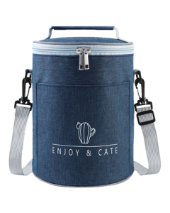 ASY Round Insulated Lunch Bag - Thickened Aluminum Foil Food Container, Portable Shoulder Strap Picnic Bag, Circular Lunch Box Carrier, Fruit Fresh-Keeping Box, New Mom Breastmilk Storage Bag, Large Size Outdoor Picnic Cooler