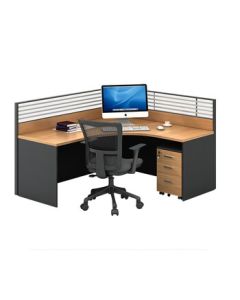Senrop Office Desk with Screen Partition L-Shaped Single Workstation with Cabinet 1400*1200*1100 Color to be Specified When Ordering