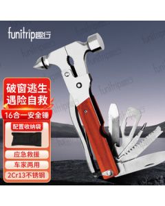 QuXing 16-in-1 Multi-functional Metal Car Safety Hammer, Emergency Escape Tool with Seatbelt Cutter and Window Breaker for Home & Vehicle