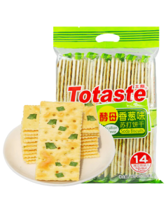Totaste Scallion Soda Crackers 350g, Savory Crispy Biscuits for Kids, Pregnant Women, Breakfast, Office Snacks, and Cake Desserts