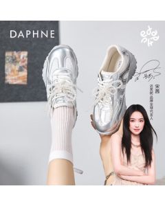 Daphne Dad Shoes Women's Breathable Casual German Training Shoes Women's Platform Height-Increasing Sneakers Travel Shoes Silver 37