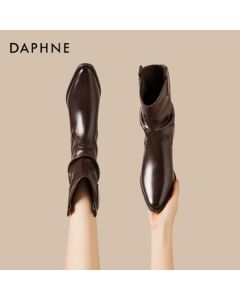 Daphne Pointed Toe Ankle Boots New Retro Maillard Western Cowboy Boots 4025605011 Brown Size 40