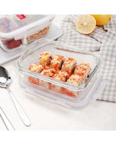LOCK&LOCK Glass Food Storage Container Microwave Safe Lunch Box Airtight Meal Prep Container 750ML
