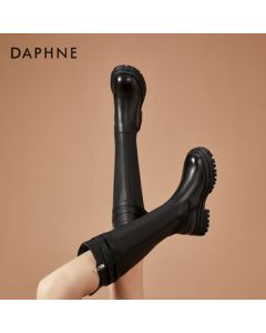 Daphne Women's Autumn/Winter Fashion Zip-Up High-Cut Martin Boots Casual Versatile Ankle Boots - Black, Size 37