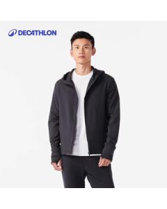 Decathlon Men's Hooded Fleece-Lined Windproof Jacket for Spring/Autumn, Running, Fitness, and Training - 4302196