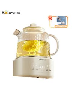 Bear All-Glass Health Kettle Office Multi-function Tea Brewing Pot 0 Metal All-Glass Electric Heating Water Kettle 1L [Includes Single-Piece Cup Cleaning Brush*1] YSH-P10Q7 No Filter