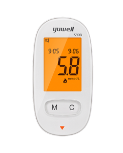 Yuwell 590 Blood Glucose Monitor with High Accuracy, No Coding, Backlit Large Screen - Device + 100 Test Strips + 100 Lancets
