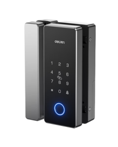 Deli Glass Door Fingerprint Smart Electronic Code Lock for Office Glass Doors, No Drilling Required, Bluetooth Mini Program Management AL102