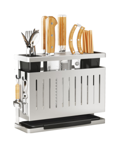 Shuaishi Knife Holder Kitchen Countertop Storage Stand - No Drilling Required, Includes Utensil Holder, Cutting Board Rack, Pot Lid Stand, and Dishcloth Holder