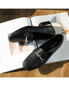 DAPHNE Women's Shoes, Slip-On Loafers, Flat British Style Lazy Shoes, Black, Size 36