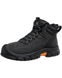 CAMEL Outdoor High-Top Traction Hiking Shoes, Thick-Sole Durable Trekking Shoes for Men with Fleece Lining G15W379014R Black 41