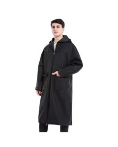 LONGSHIMAN Outdoor Long Hooded Raincoat Windbreaker in Black