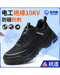 Blue Shield Men's Insulated 10KV Soft-Sole Safety Work Shoes - Anti-Smash, Anti-Puncture, Anti-Odor, Abrasion-Resistant Electrical Work Shoes DL216KB Size 41