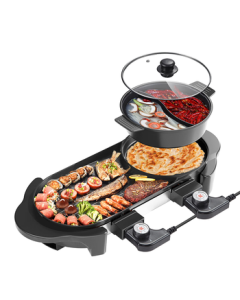 KONKA Electric Grill - Multi-function Dual Hot Pot and Grill Combo, Household Electric Grill and Hot Pot with Dual Temperature Control, Detachable Design KEG-W006