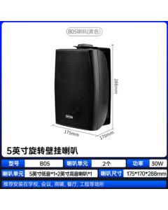 Westin Wall-Mounted Passive Speaker Requires Amplifier for Commercial Stores, Supermarkets, Background Music, Public Address System - B05 Black/30W/5-Inch