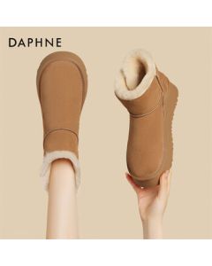 Daphne Women's Snow Boots, Cold-Proof Soft Cotton Shoes with Fleece Lining, Thickened Genuine Leather Boots 4023608098 Camel 35