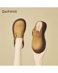 DAPHNE Platform Closed-Toe Birkenstock Sandals for Women - Retro Versatile Height-Increasing Fashion Soft-Soled Lightweight Outdoor Slippers - Brown - Size 38