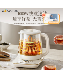 Bear Health Pot Pure Titanium Heating Plate Electric Kettle, Large Mesh Glass Teapot 1.5L for Home Use [Includes Single Brush*1] YSH-L15W5