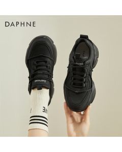 Daphne Women's Casual Shoes Thick-Soled Height-Increasing Sneakers Solid Color Dad Shoes 4023404119 Black 39