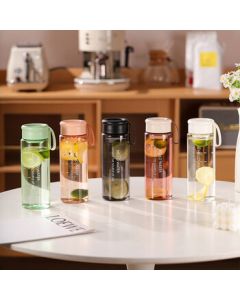 MOZHOU Simple & Fresh Transparent Plastic Cup with Tea Strainer - Portable Water Bottle (Minimum Order: 200 units)