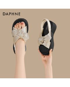 Daphne Platform Bow Sandals for Women, Summer New Style, Height-Increasing Beach Shoes 4025303400, Beige, Size 37