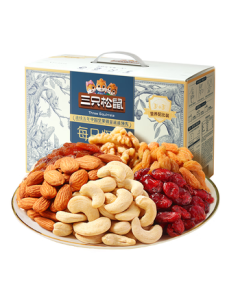 Three Squirrels Daily Nuts 750g Nut Gift Box Snack Pack with Walnuts, Cashews, and Raisins - Mid-Autumn Festival Bulk Purchase Gift