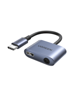 UGREEN Type-C to 3.5mm Audio Adapter with USB-C Charging Port, 2-in-1 Converter Cable for Listening to Music, Compatible with Huawei Mate60/P70, Xiaomi 14, and Other Android Phones