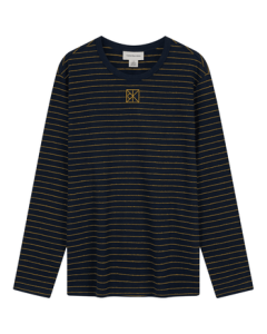 Calvin Klein Jeans 25 Fall New Men's Monogram Letter Embroidered Logo CK Striped Pure Cotton Long-Sleeve T-Shirt