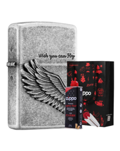 ZIPPO Lighter Fuel - Fly Higher Antique Silver Birthday Gift for Boyfriend with Fuel Kit