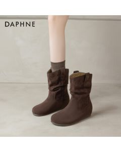 Daphne Women's Ankle Boots 2025 New Autumn Winter Versatile Stacked Boots Birkenstock Martin Boots Caramel 38