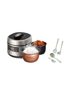 Joyoung Dual-Pot Electric Pressure Cooker Y60C-B562 + Green Silicone Spoon and Spatula 4-Piece Set SL05GJ