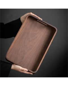 Dilebeier Thickened Retro Walnut Wood Tray Japanese-style Tea Tray for Cups, Cutlery, Cakes, and Pizzas