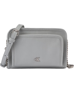 Calvin Klein Women's Bag 25 Casual Elegant Commute CK Chain Waxed Leather Small Square Shoulder Bag Crossbody Bag Gift 4K0005G