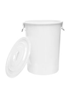 Kazhi White Large Plastic Water Bucket with Lid 50L, Thickened Round Trash Can, High-Capacity Water Storage Bucket with Ladle