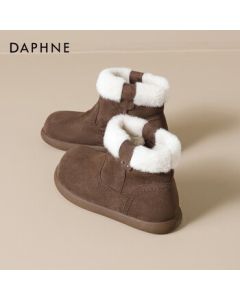 Daphne Women's Snow Boots 2025 New Winter Fleece-Lined Warm Flat Non-Slip Birkenstock Shoes Cotton Shoes Brown 40