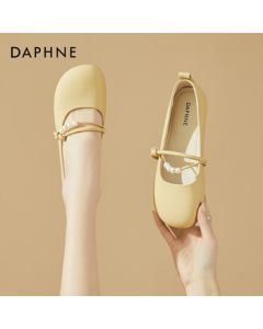 DAPHNE Fairy-style Gentle Women's Flats Soft-Soled Mary Jane Shoes Wanwan Shoes 4623101127 Yellow 35