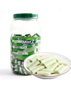 MintZ Imported Indonesian Candy Snack - Refreshing Breath Double Mint Flavor Soft Gums, Barrel Pack, 460g