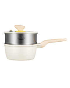 Cooker King Milk Pot - Micro-Pressure Milk Pot, Baby Food Pot, Instant Noodles Pot, 20cm White Milk Pot with Steamer