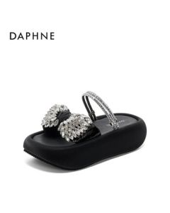 Daphne Platform Slide Sandals for Women, Summer New Style Outdoor Casual Slippers 4025303402, Black, Size 40