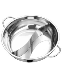 FABO Stainless Steel Dual Pot Hot Pot for Induction Cooker, Universal Thickened 34cm Dual Pot without Lid, Suitable for 4-8 People, Compatible with Gas and Clear Soup