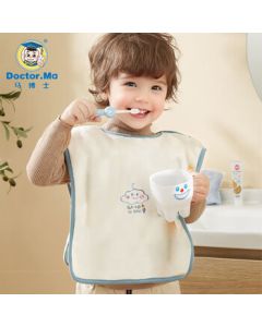 Dr. Ma Baby Wash Cloth, Infant Towel, Face Wipe, Drool Bib, Waterproof Toothbrushing Apron, 1-Piece Set, Blue