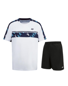 YONEX Badminton Apparel Comfortable Moisture-Wicking Running Fitness Sport Short Sleeve Set Men's 110055BCR White XO